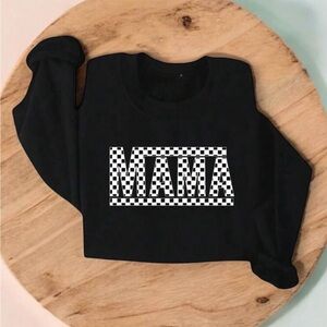 Black Checkered 'MAMA' Crewneck